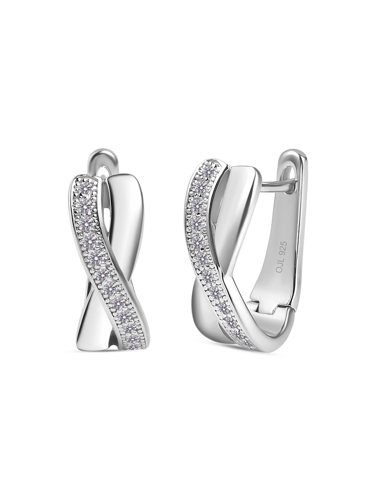 925 Silver Bali Hoop Earrings In American Diamond-3