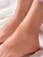 Love Filled Heart Silver Anklet-5