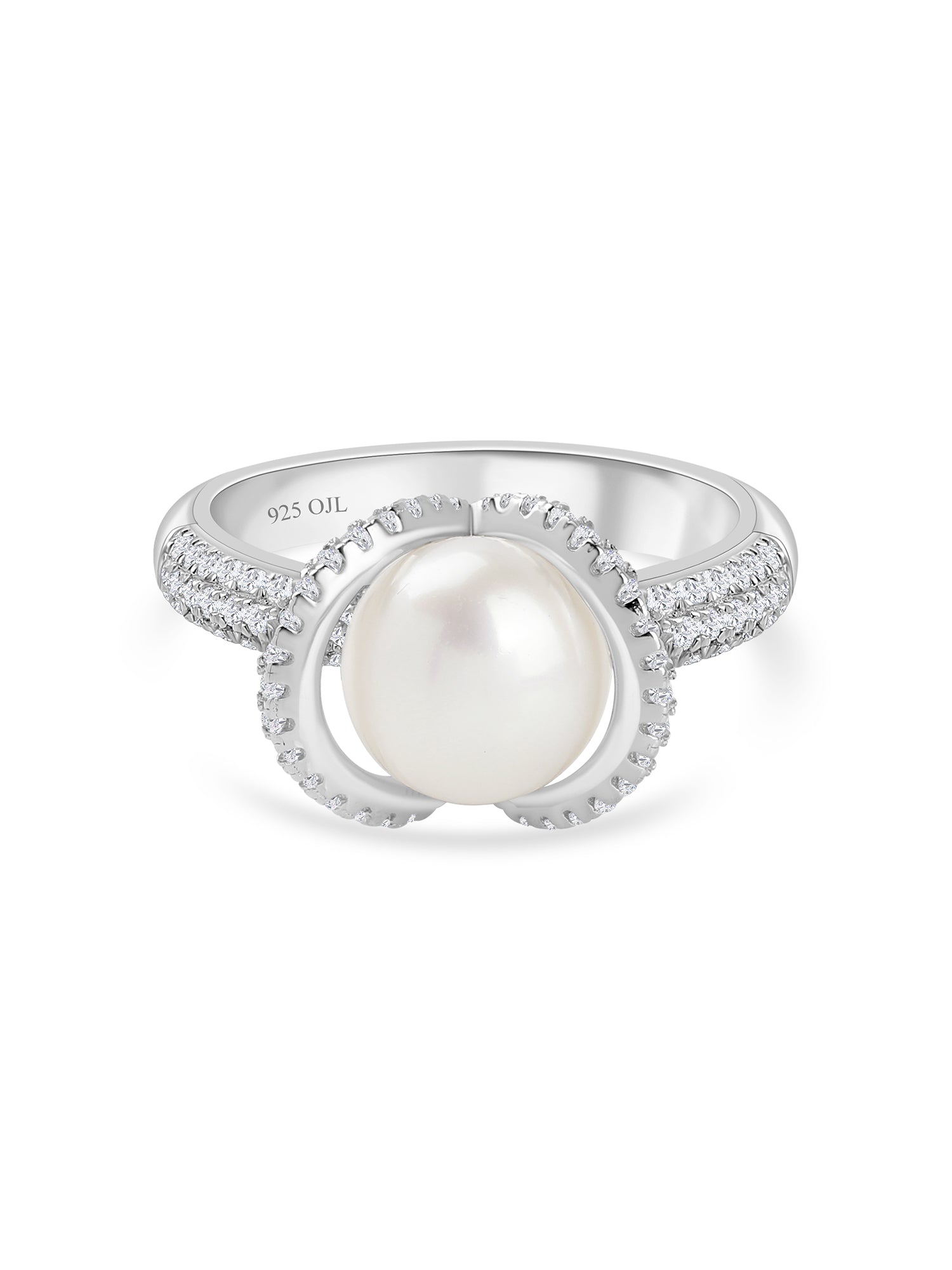 Real Pearl Ornate Statement Silver Ring for women