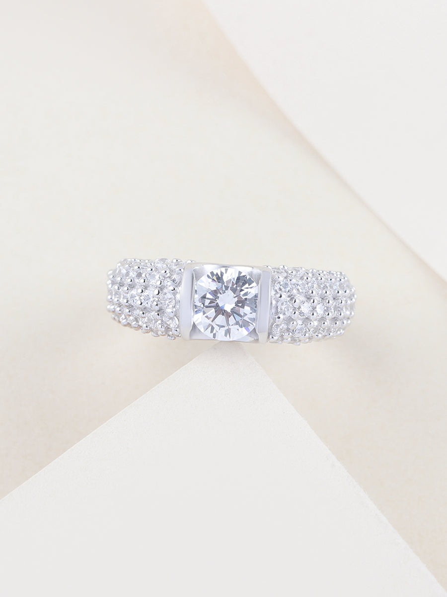 Sparkly 3 Carat Solitaire Band Ring