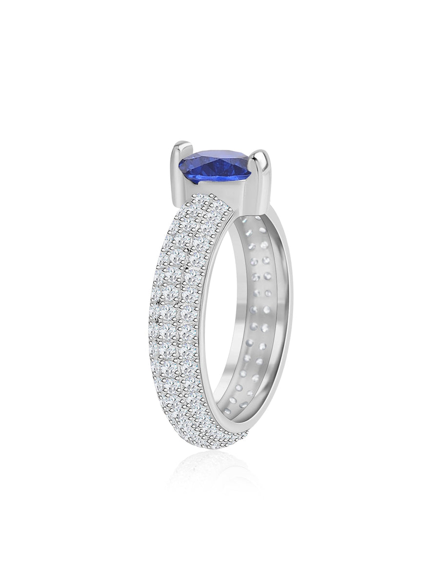 1 Carat Ornate Blue Sapphire Solitaire Ring For Women