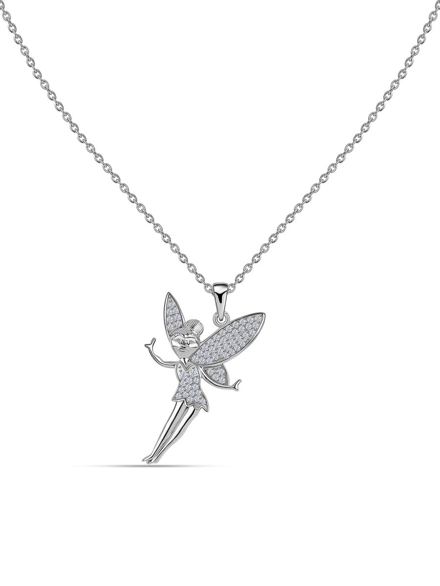 American Diamond Angel Pendant In 925 Silver