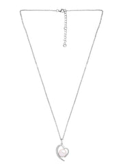 Heart Shape Real Pearl Pendant With Chain In Pure Silver-3