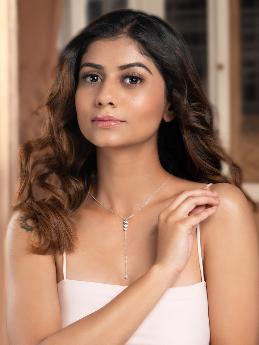 AAA AMERICAN DIAMOND Y SHAPE NECKLACE IN 925 SILVER