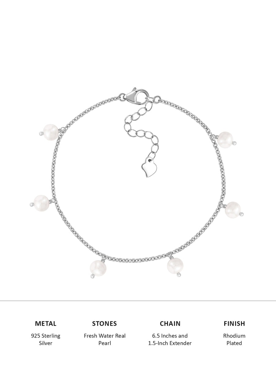 Pure Pearl Moti Bracelet In Pure Silver-7