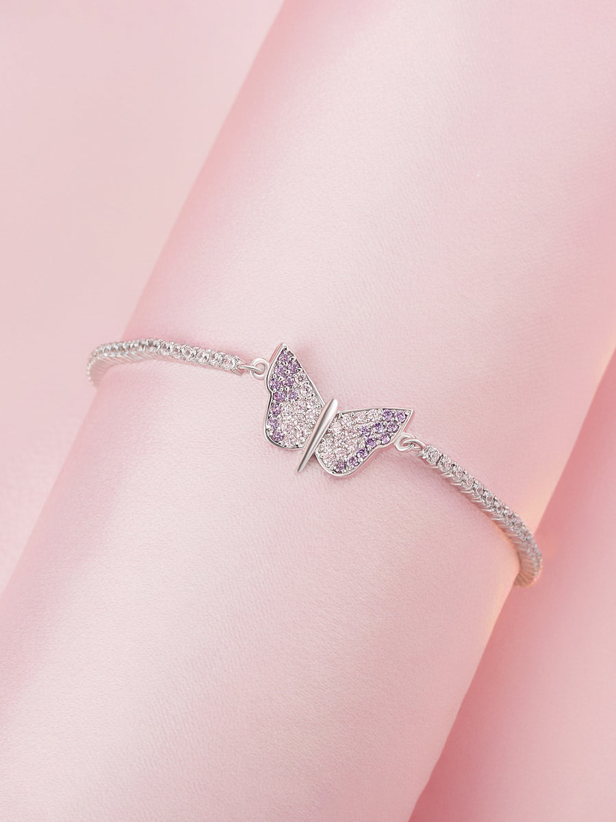 Butterfly Design Silver Adjustable Bolo Bracelet