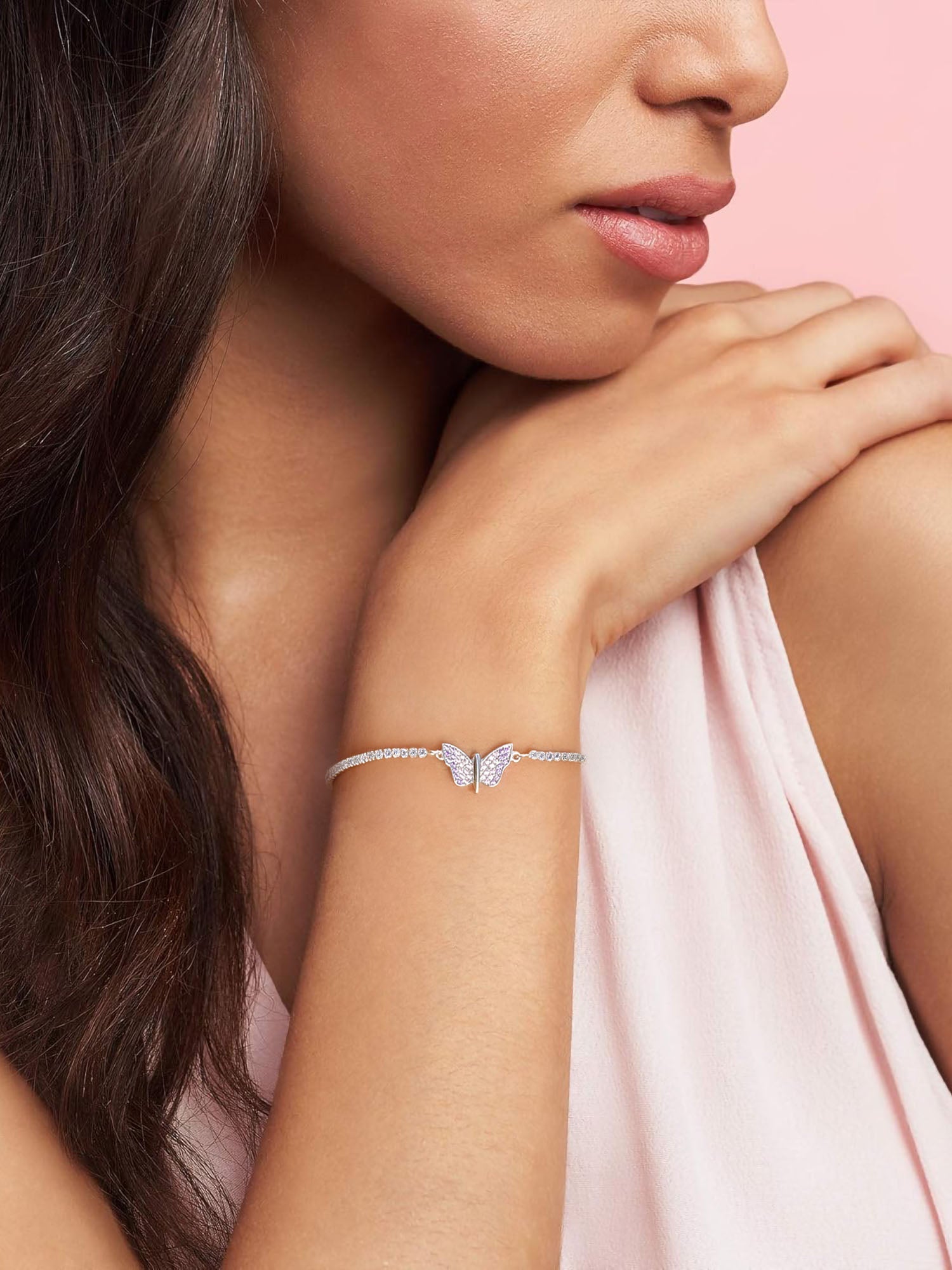 Butterfly Design Silver Adjustable Bolo Bracelet-4