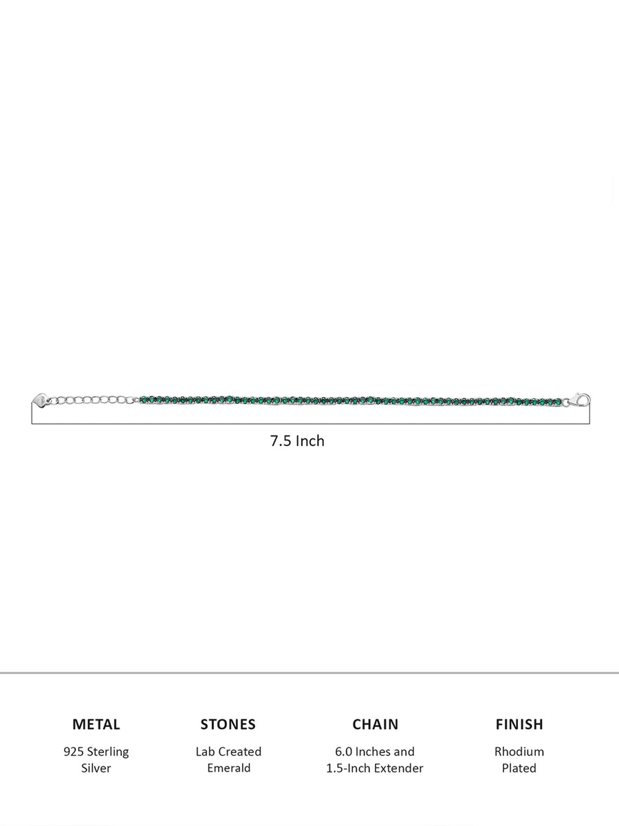 Single Line Emerald Green Tennis Bracelet For Women