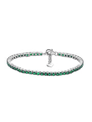 Single Line Emerald Green Tennis Bracelet For Women
