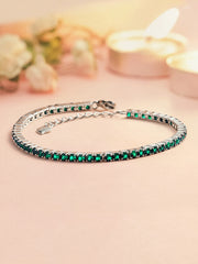 Single Line Emerald Green Tennis Bracelet For Women