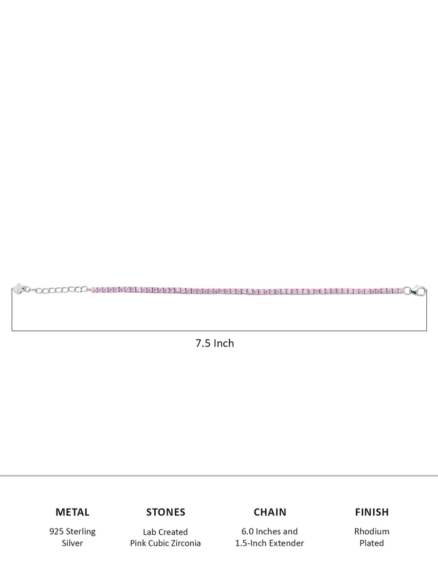 Pink Cubic Zirconia Tennis Bracelet For Women