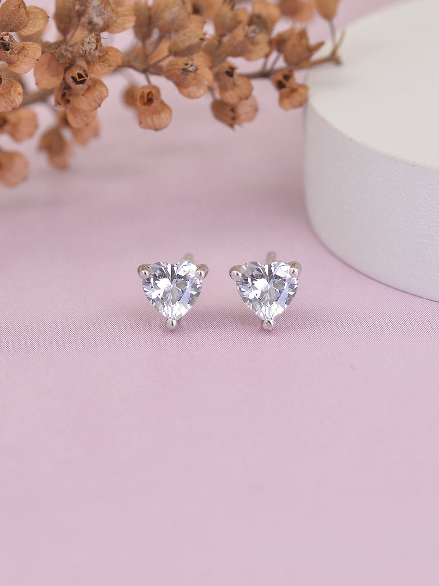 0.5 Carat American Diamond Heart Studs In 925 Silver