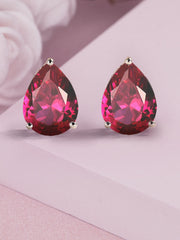 Synthetic Ruby Studs In 925 Silver