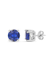 Blue Sapphire Daily Wear Solitaire Studs In Sterling Silver