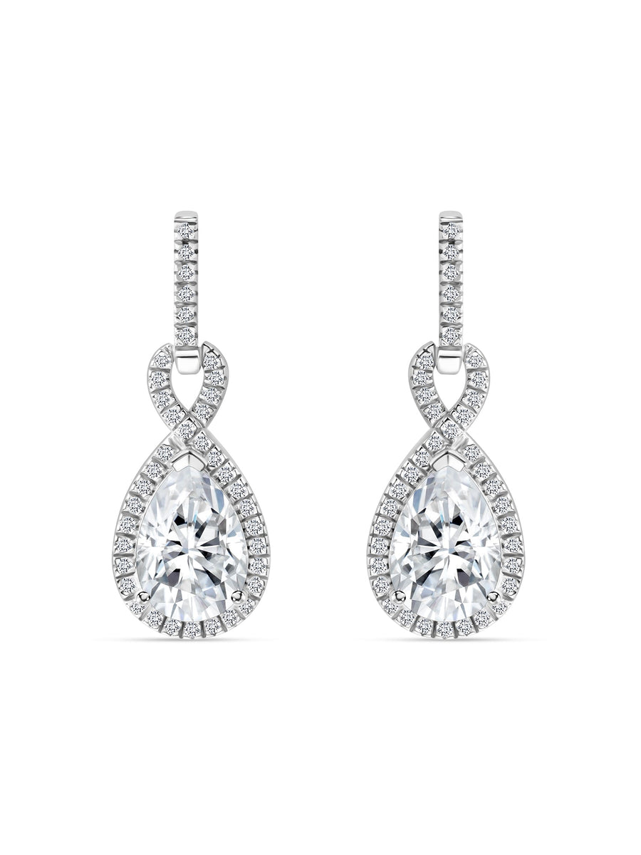 American Diamond Infinity Style Dangle Sterling Silver Earrings-1