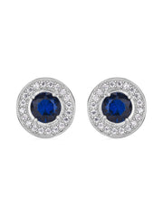 Blue Sapphire Stud Earrings In 925 Sterling Silver-2
