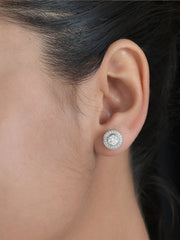 0.5 Carat American Diamond Solitaire Halo Studs In 925 Sterling Silver-1