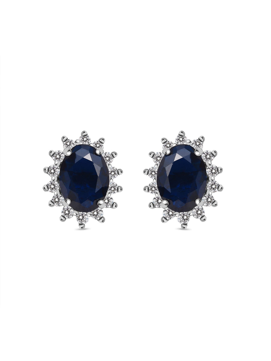 1.5 Carat Dressy Shimmering Blue Sapphire Studs In Silver
