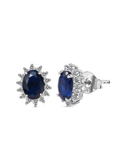 1.5 Carat Dressy Shimmering Blue Sapphire Studs In Silver