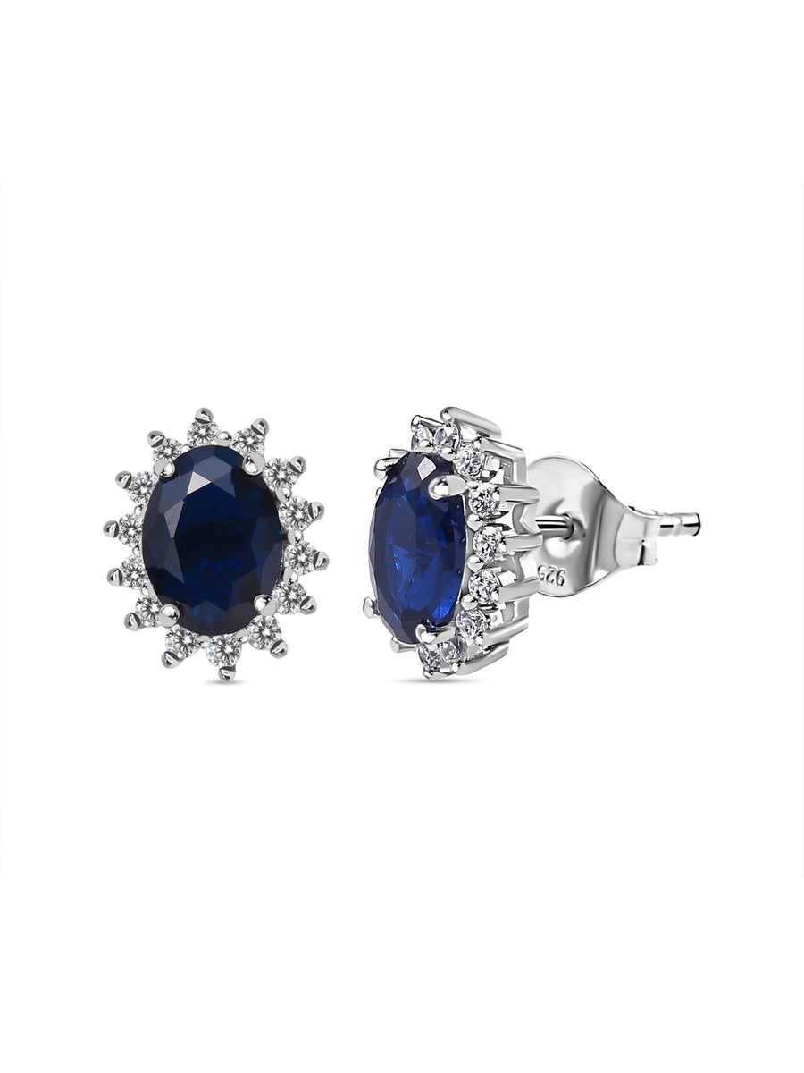 1.5 Carat Dressy Shimmering Blue Sapphire Studs In Silver