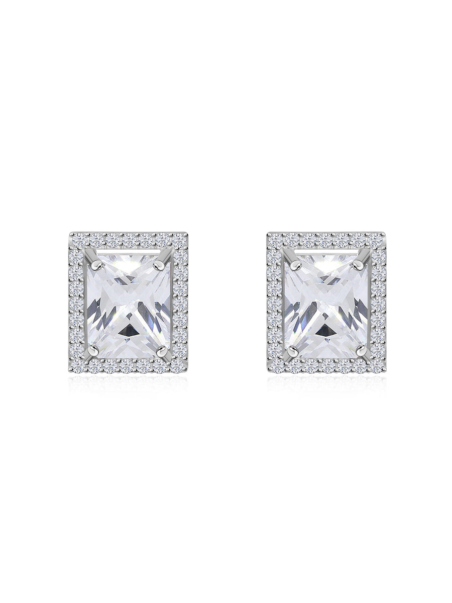925 Silver American Diamond Statement Party Earrings For Women-1
