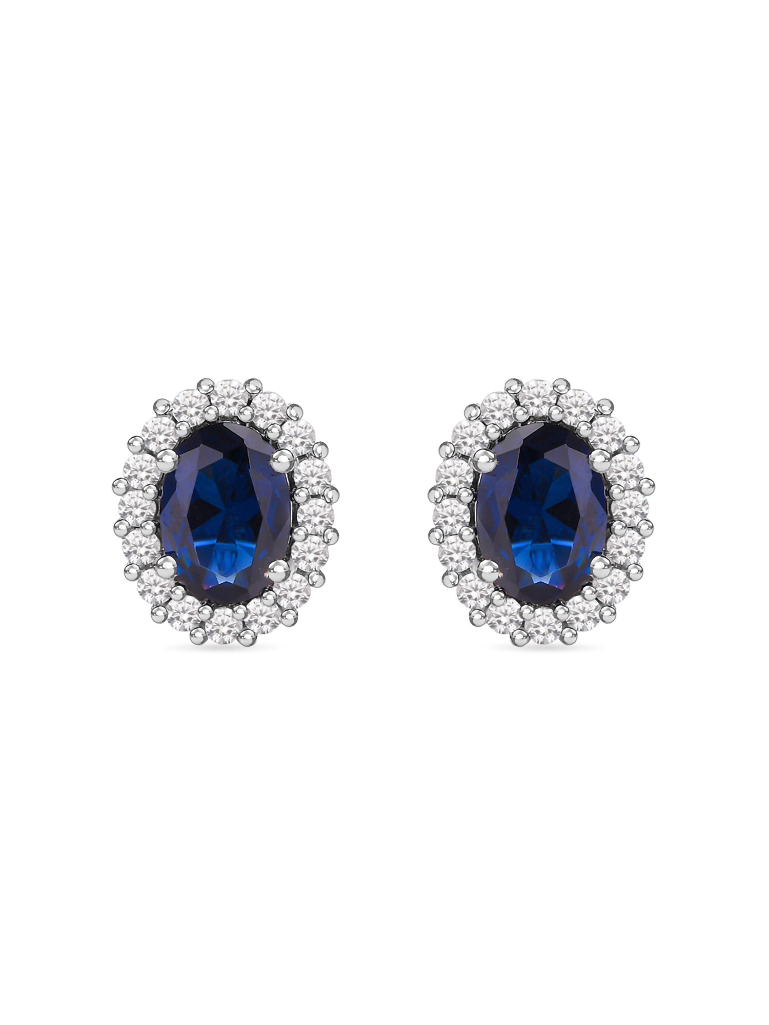 Classic Royal Blue Sapphire Stud Earring In 925 Silver-2