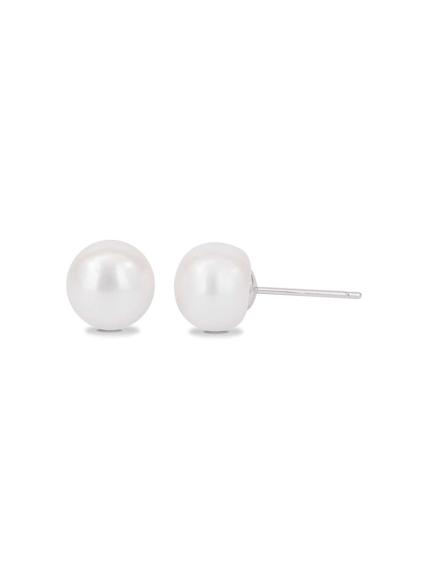 7.5 MM WHITE FRESHWATER PEARL STUD 925 SILVER EARRINGS