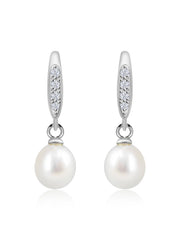 Real Pearl Drop Earrings For Girls In Silver - Ornate Jewels Jewellery