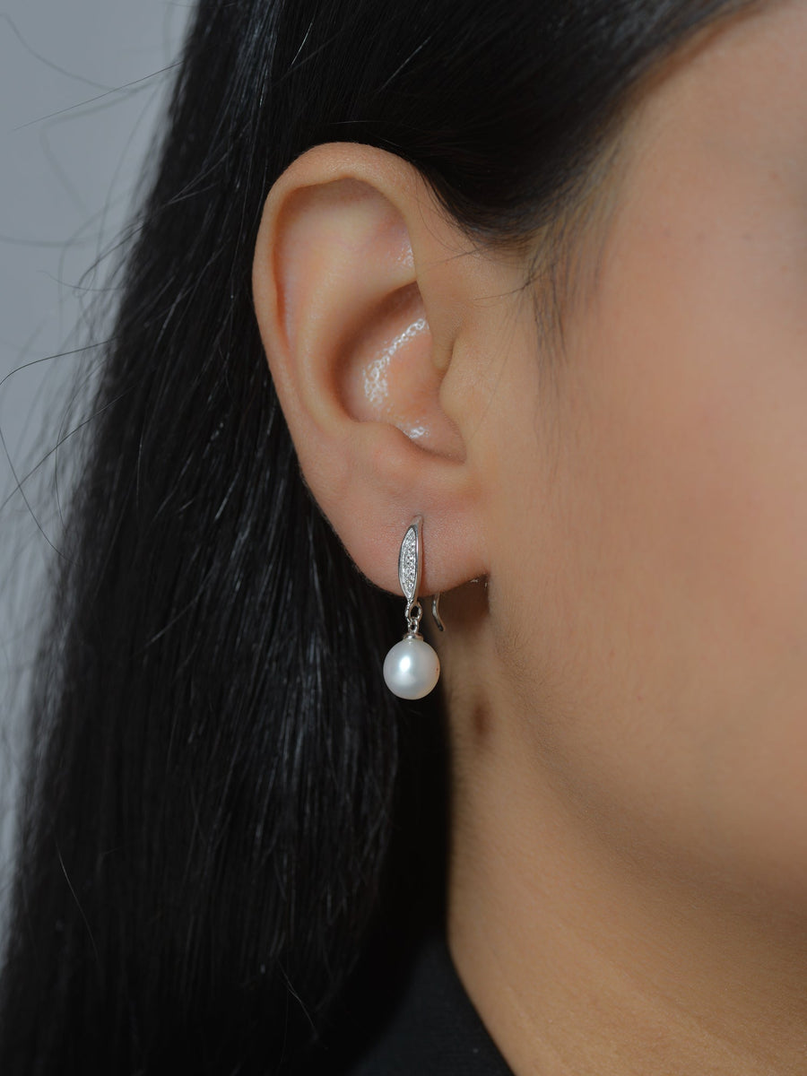 REAL PEARL DROP EARRINGS FOR GIRLS IN SILVER