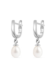 Pure Pearl Silver Dainty Dangler Earrings-4