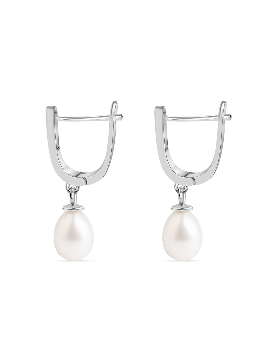 Pure Pearl Silver Dainty Dangler Earrings-3