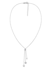 American Diamond Three Row Lariat Necklace In Silver