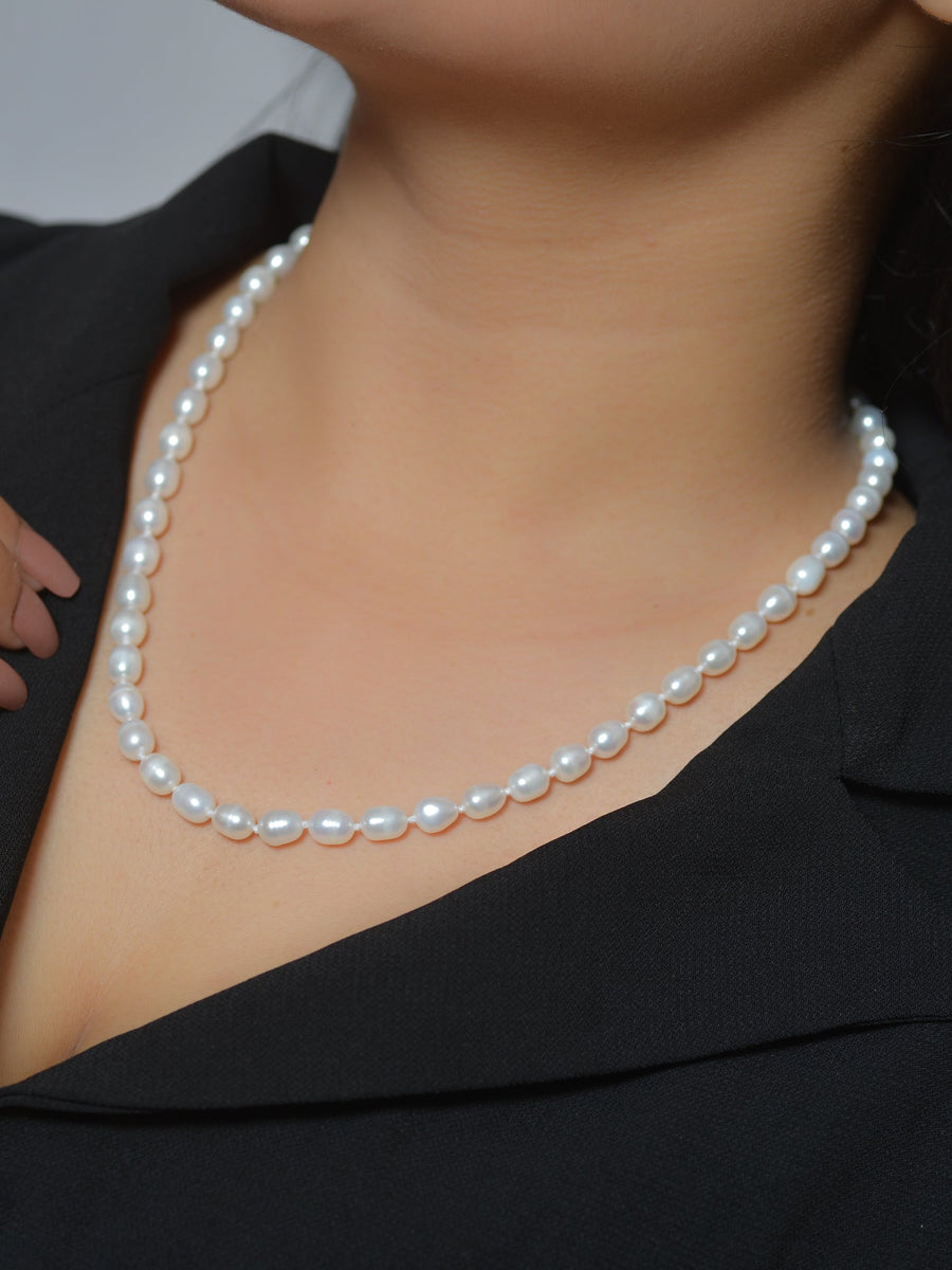 Freshwater Rice Pearl Necklace For Women