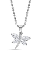 American Diamond Butterfly Necklace In 925 Silver-1