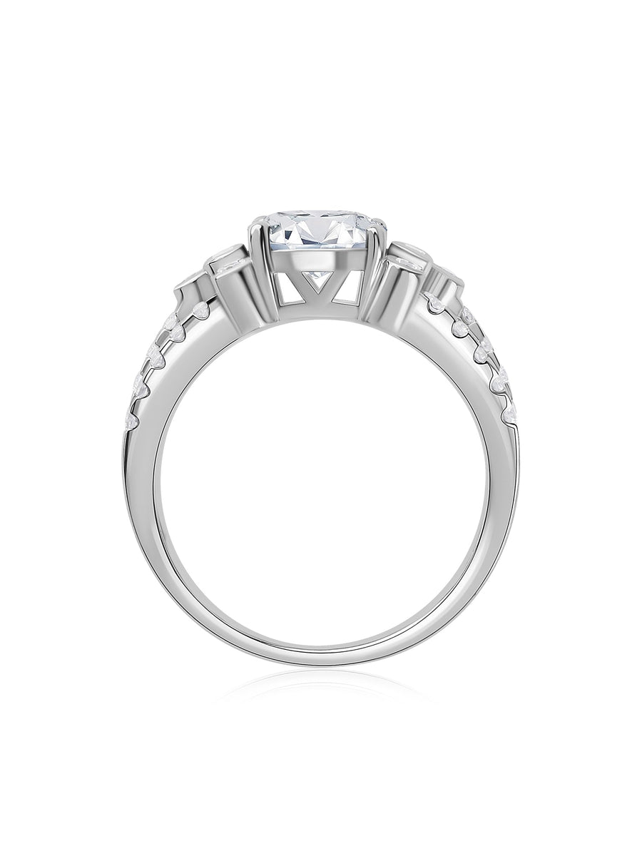 Diamond Look 2.5 Carat Oval Solitaire Silver Ring
