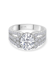 Diamond Look 2.5 Carat Oval Solitaire Silver Ring