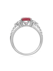 Oval Ruby 2.5 Carat Silver Ring For Women