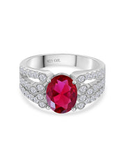 Oval Ruby 2.5 Carat Silver Ring For Women-1