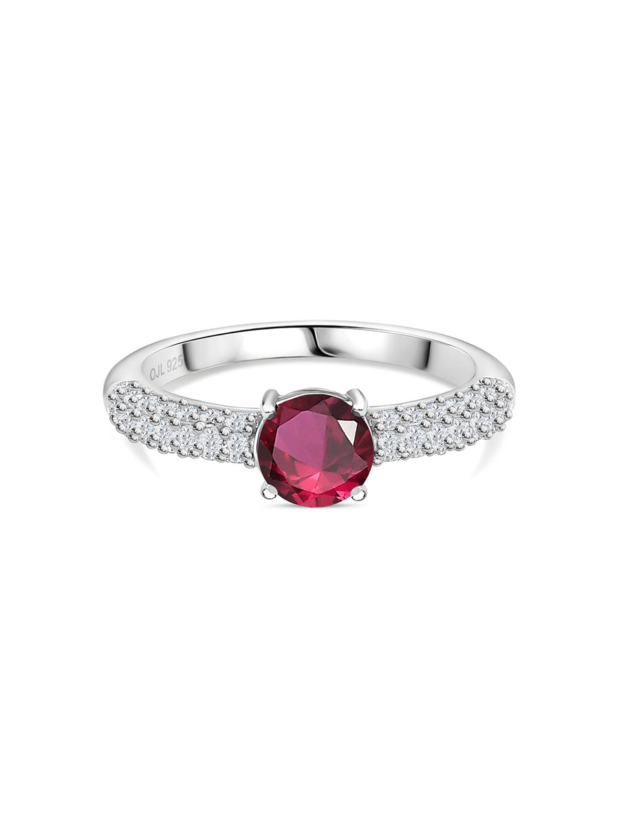 Ever So Red 1 Carat Solitaire Ring In 925 Silver