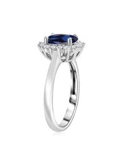 Oval Blue Sapphire Silver Ring