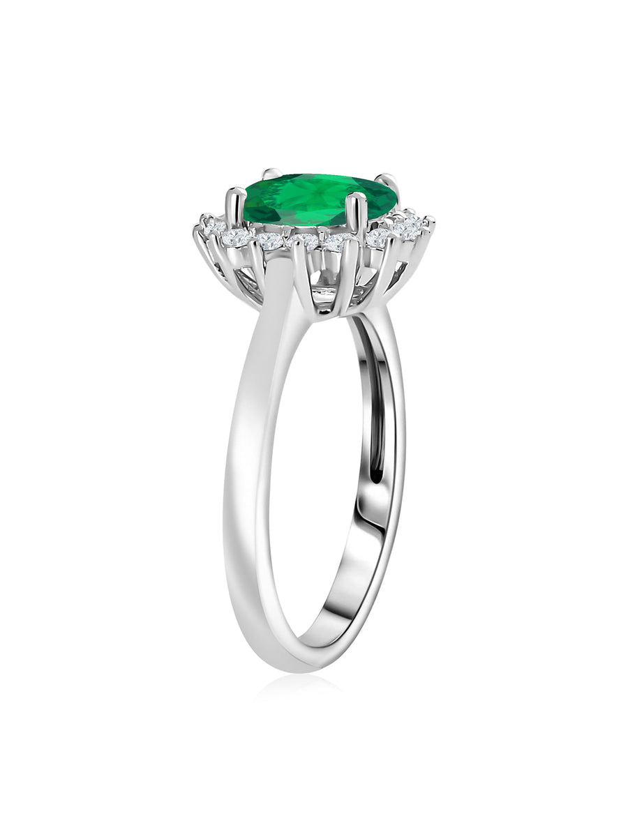 Oval Royal Emerald Silver Ring