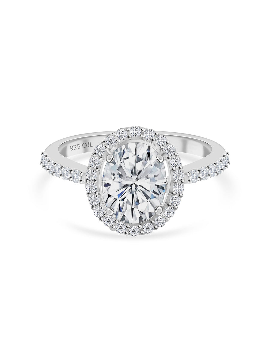Classic Oval American Diamond 925 Silver Ring-3