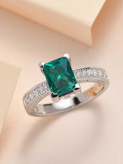1.5 Ct Green Emerald Solitaire Ring in 925 Silver