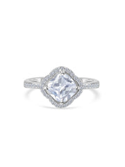 1.5 Carat American Diamond Flower Halo Ring For Women