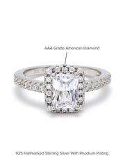 DESIGNER STERLING SILVER 1 CARAT AMERICAN DIAMOND RING-5