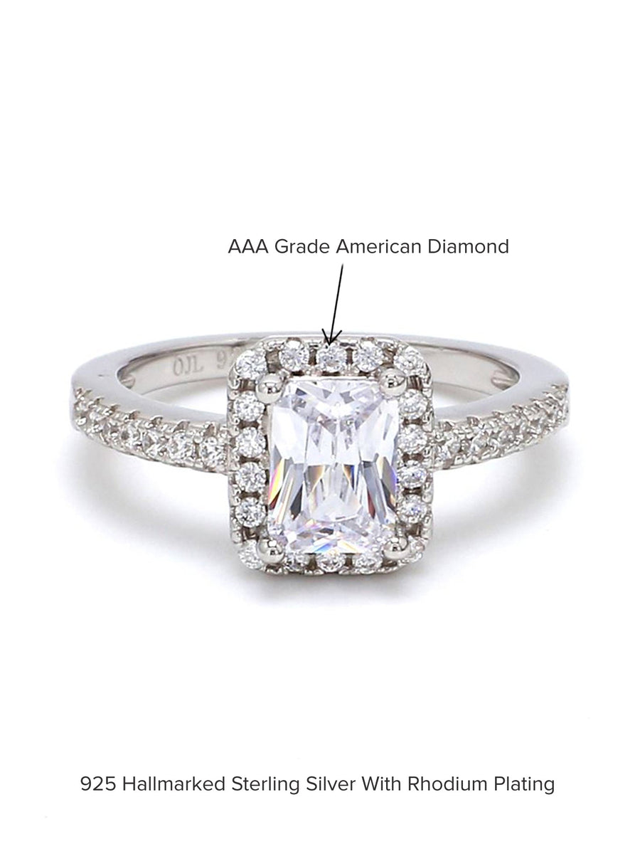 DESIGNER STERLING SILVER 1 CARAT AMERICAN DIAMOND RING-5