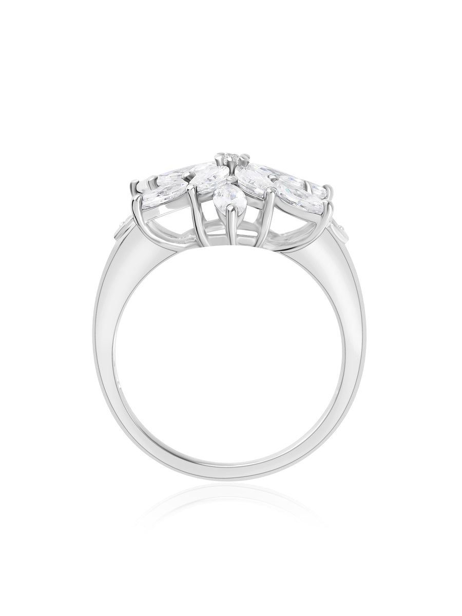 Flower American Diamond Sterling Silver Ring