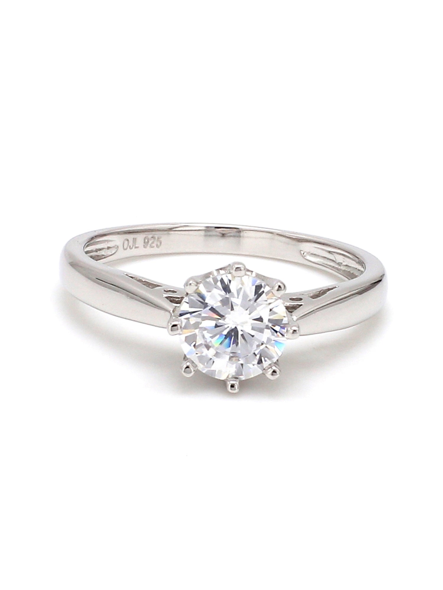 1 Carat Ellena Classic Silver Solitaire Ring | Promise Rings with American Diamond