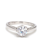 1 Carat Ellena Classic Silver Solitaire Ring | Promise Rings with American Diamond
