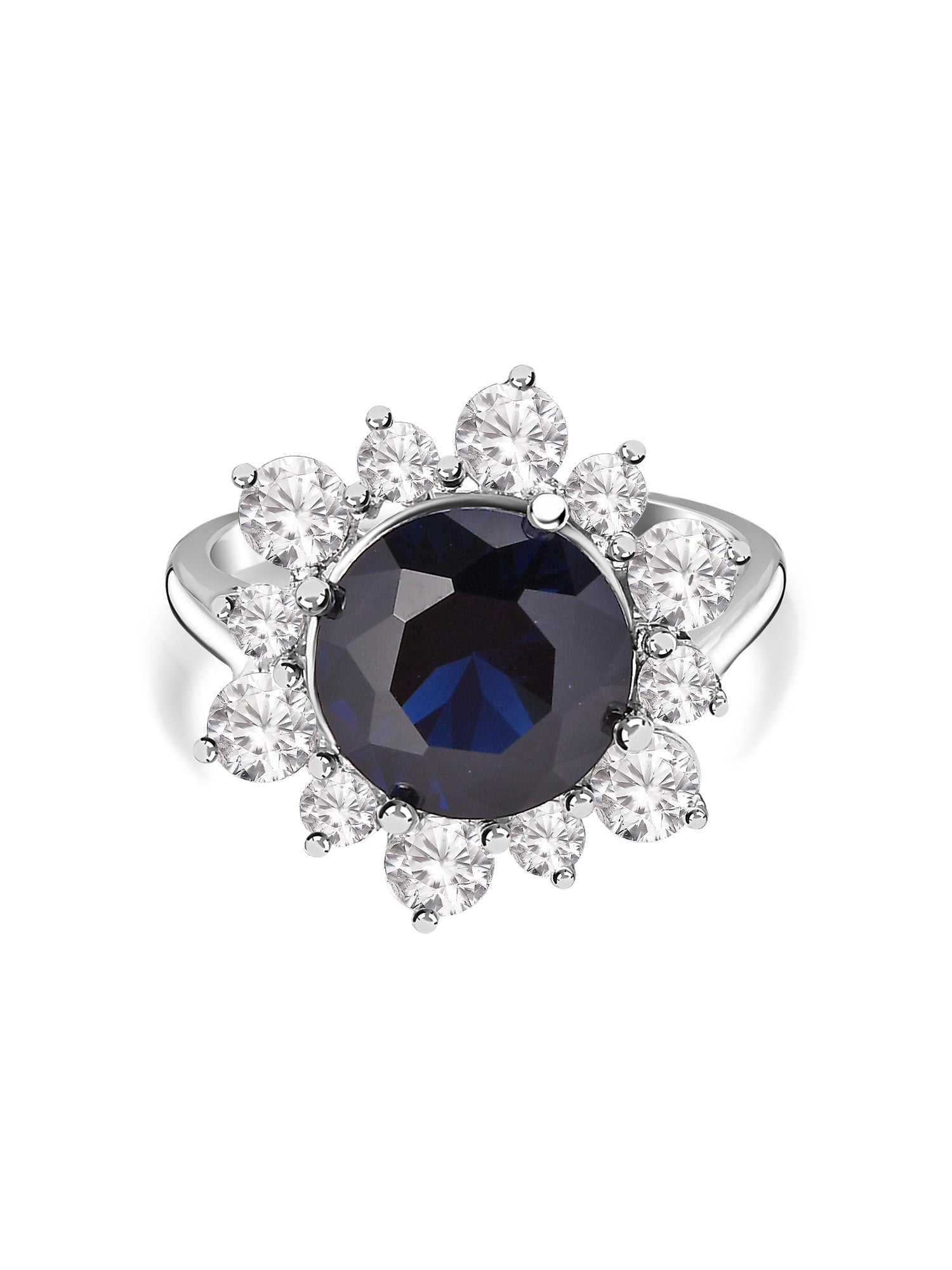 925 Sterling Silver Blue Flower Ring-2